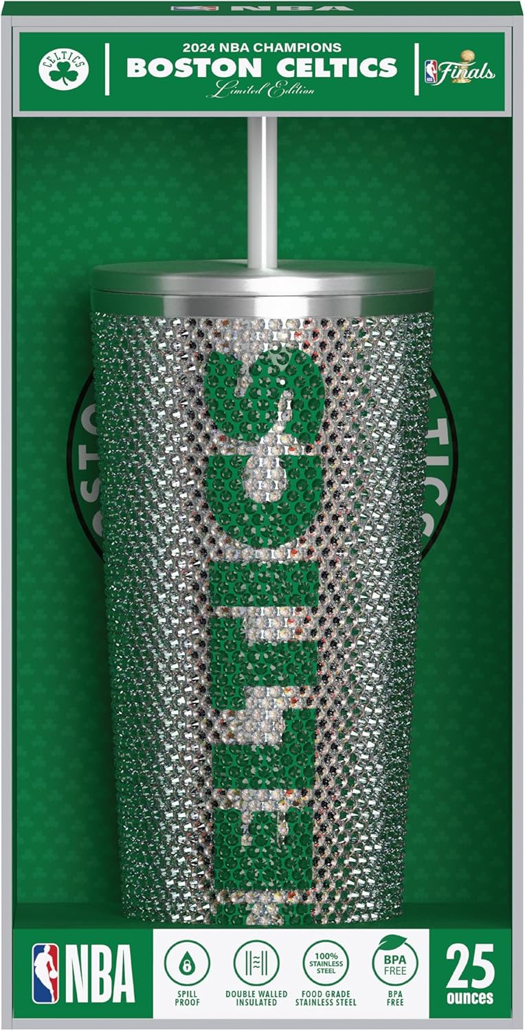 Hydrapeak x NBA Officially Licensed Boston Celtics Championship Edition 25 oz Rhinestone Bling Tumbler with Straw Lid, Limited Edition Collectors Box - Image 3